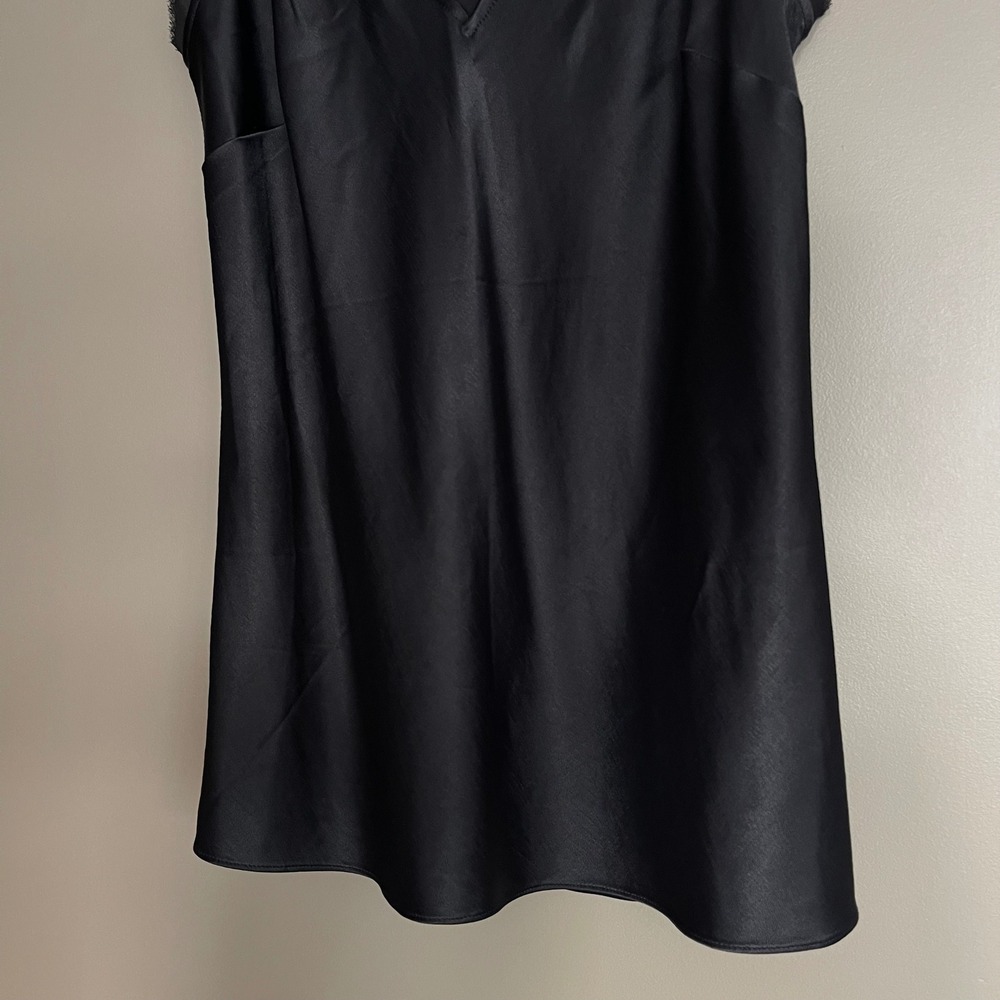 FRAME Satin Lounge Tank Top In Black Sz Small Sleeveless Blouse Chic Sexy Silky - Picture 13 of 16